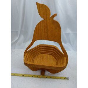 VTG PEAR TREE Fruit basket Wood Collapsible table decor READ ASIS